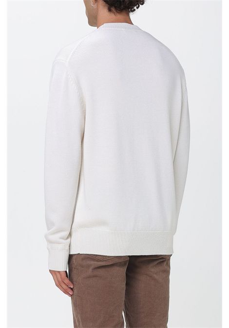 Paolo Pecora Crew-Neck Sweater in Wool with Ribbed Trims in White Men's PAOLO PECORA |  | A028 F0091102